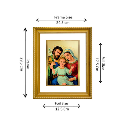 Diviniti 24K Gold Plated Holy Family Wooden Photo Frame for Home & Office Decor, Wall Hanging, Tabletop, Gift DG056S2.5 (29.5x24.5 CM)