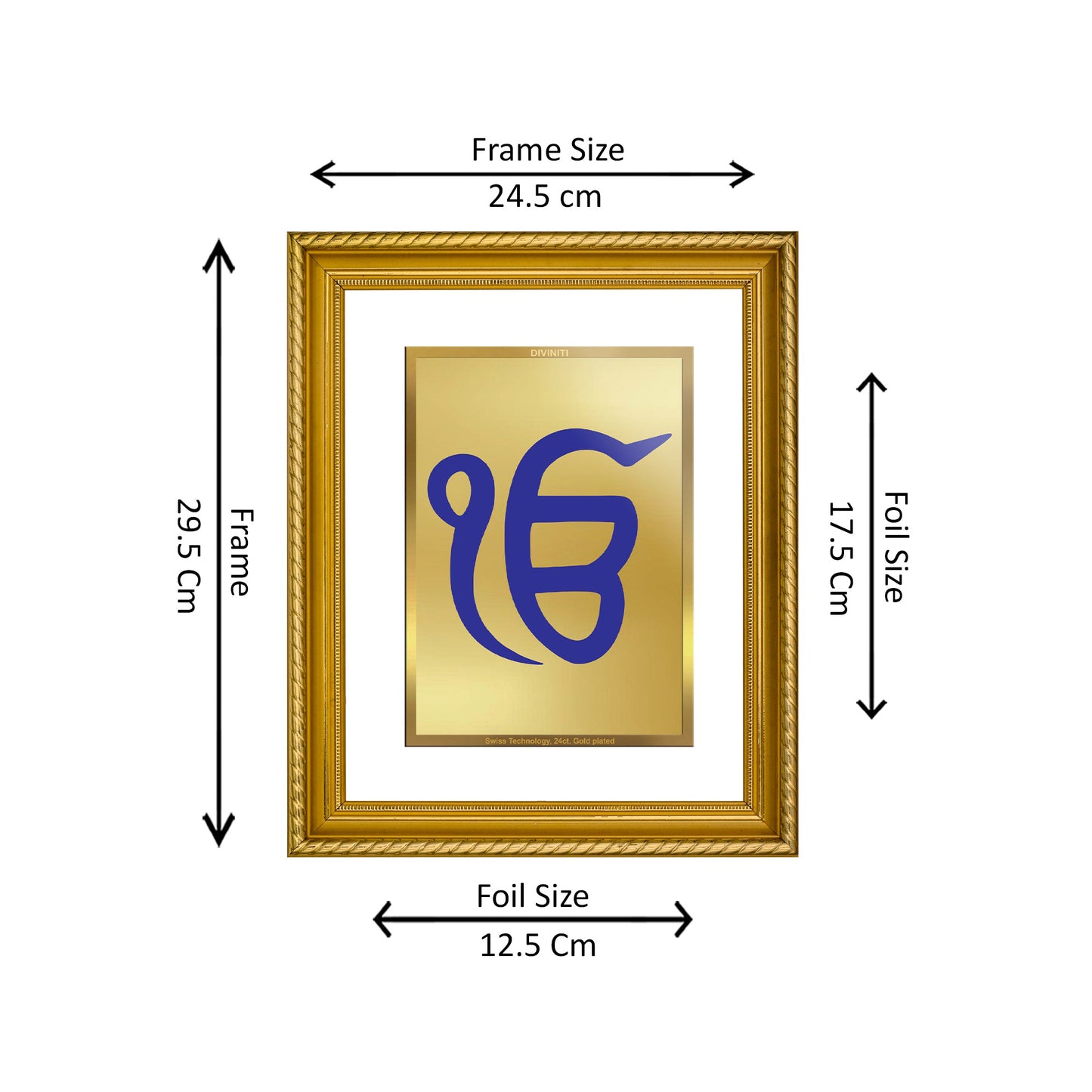 Diviniti 24K Gold Plated Ik Onkar Wooden Photo Frame for Home & Office Decor, Wall Hanging, Tabletop, Puja Room, Gift DG056S2.5 (29.5x24.5 CM)