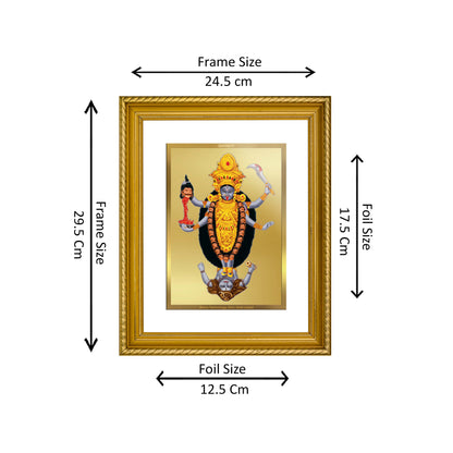 Diviniti 24K Gold Plated Maa Kali Wooden Photo Frame for Home & Office Decor, Wall Hanging, Tabletop, Puja Room, Gift DG056S2.5 (29.5x24.5 CM)