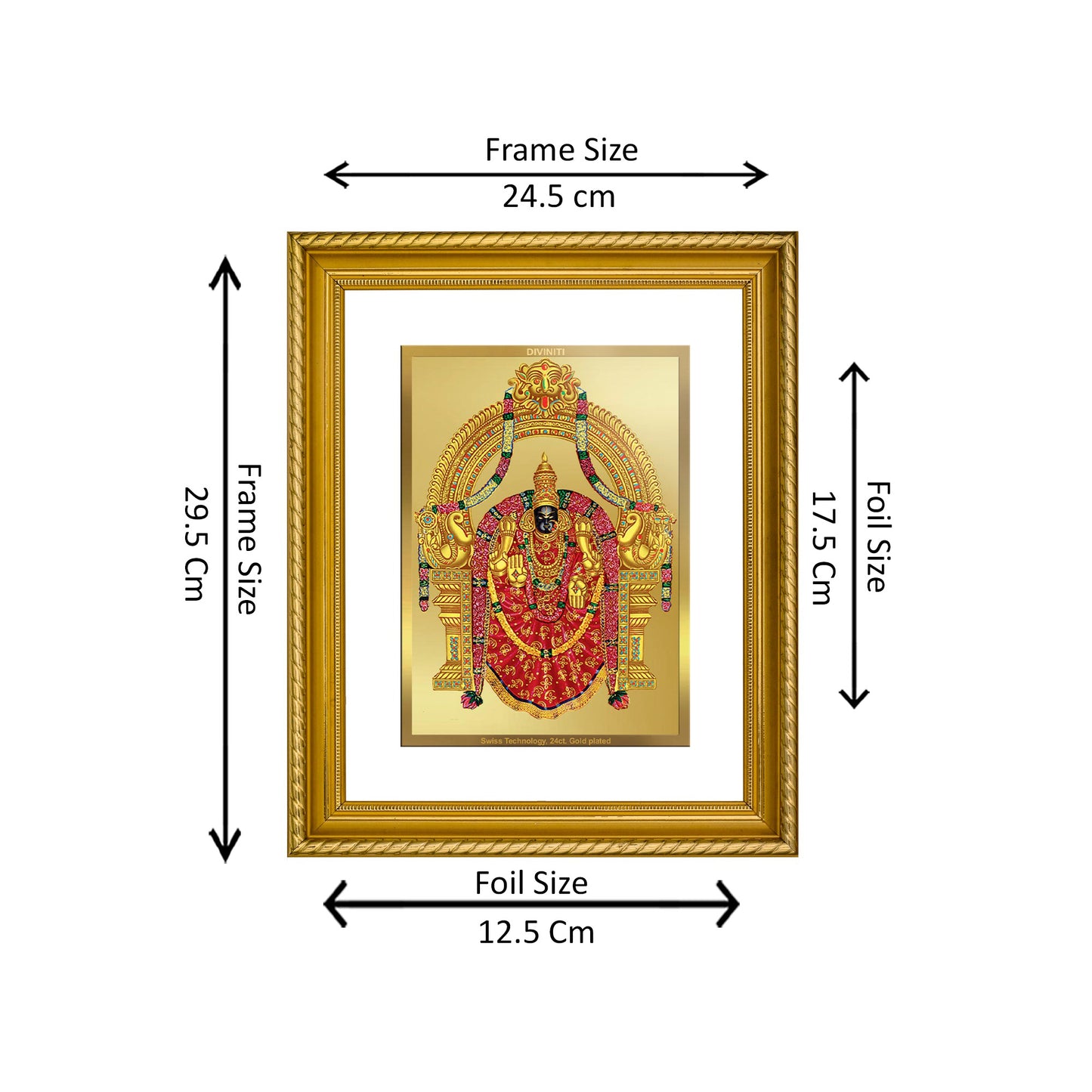 Diviniti 24K Gold Plated Padmavati Wooden Photo Frame for Home & Office Decor, Wall Hanging, Tabletop, Puja Room, Gift DG056S2.5 (29.5x24.5 CM)