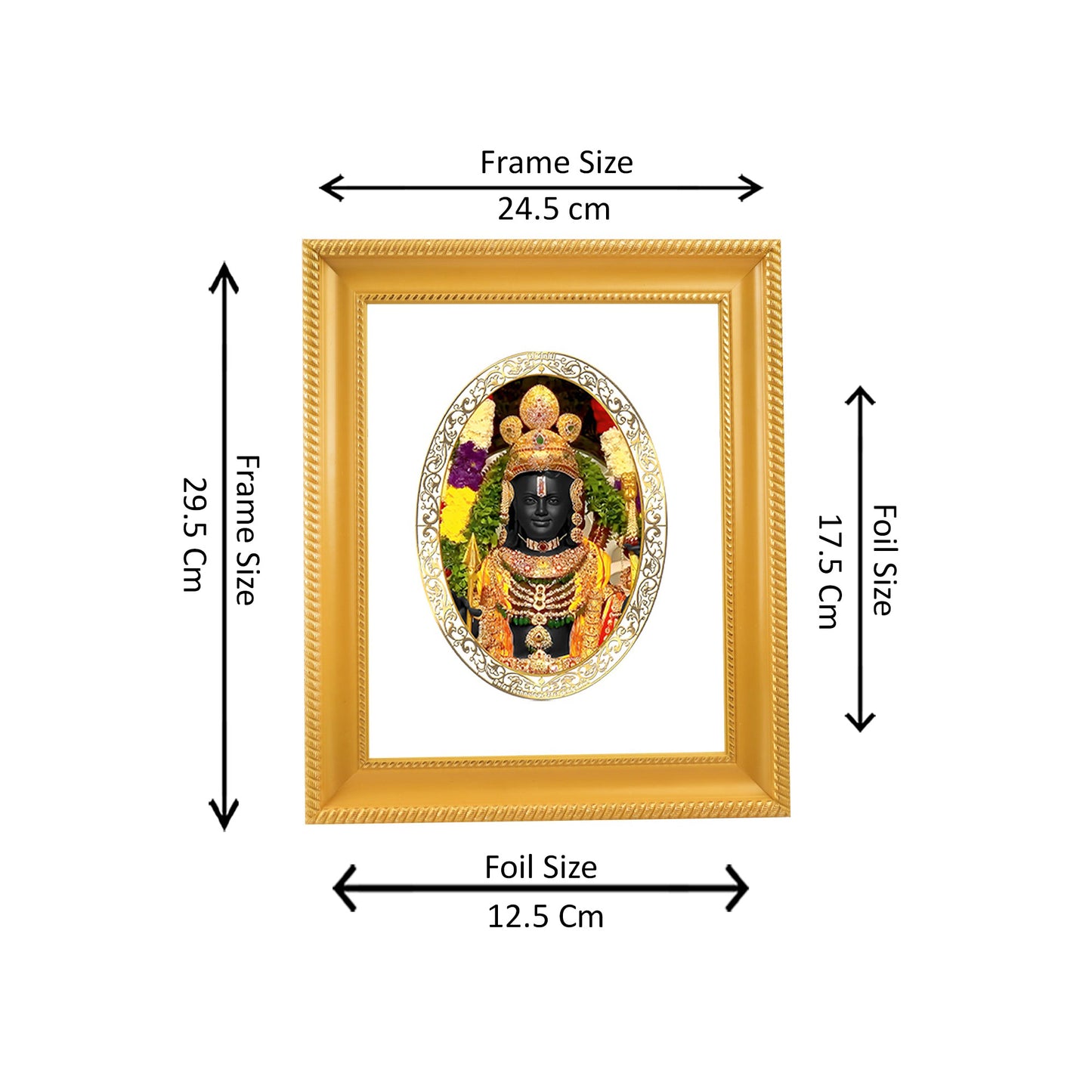 Diviniti 24K Gold Plated Ram Lalla Wooden Photo Frame for Home & Office Decor, Tabletop, Wall Hanging, Puja Room, Gift DG056S2.5 (29.5x24.5 CM)