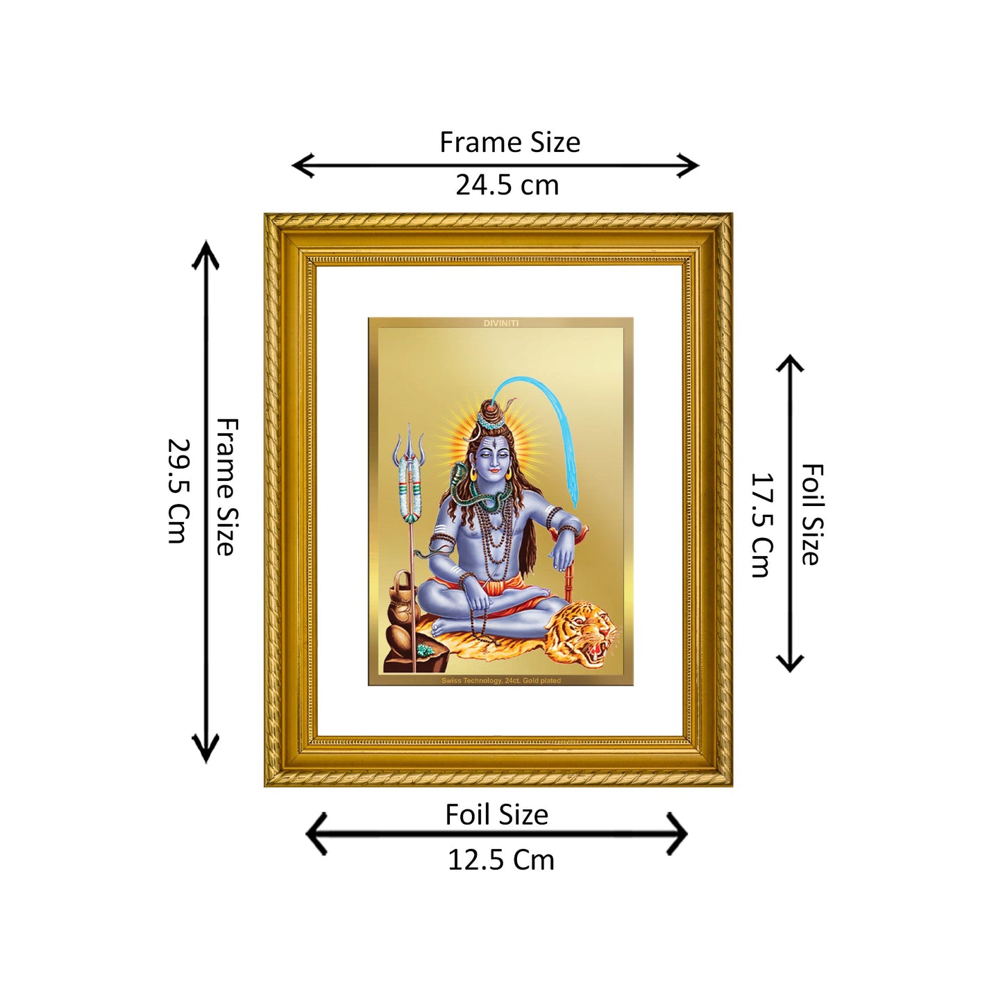 Diviniti 24K Gold Plated Shiva Wooden Photo Frame for Home & Office Decor, Wall Hanging, Tabletop, Puja Room, Gift DG056S2.5 (29.5x24.5 CM)