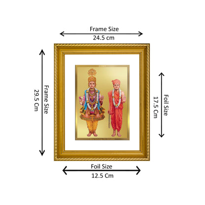 Diviniti 24K Gold Plated Swami Narayan Wooden Photo Frame for Home & Office Decor, Wall Hanging, Tabletop, Puja Room, Gift DG056S2.5 (29.5x24.5 CM)