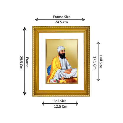 Diviniti 24K Gold Plated Guru Tegh Bahadur Wooden Photo Frame for Home & Office Decor, Wall Hanging, Tabletop, Puja Room, Gift DG056S2.5 (29.5x24.5 CM)