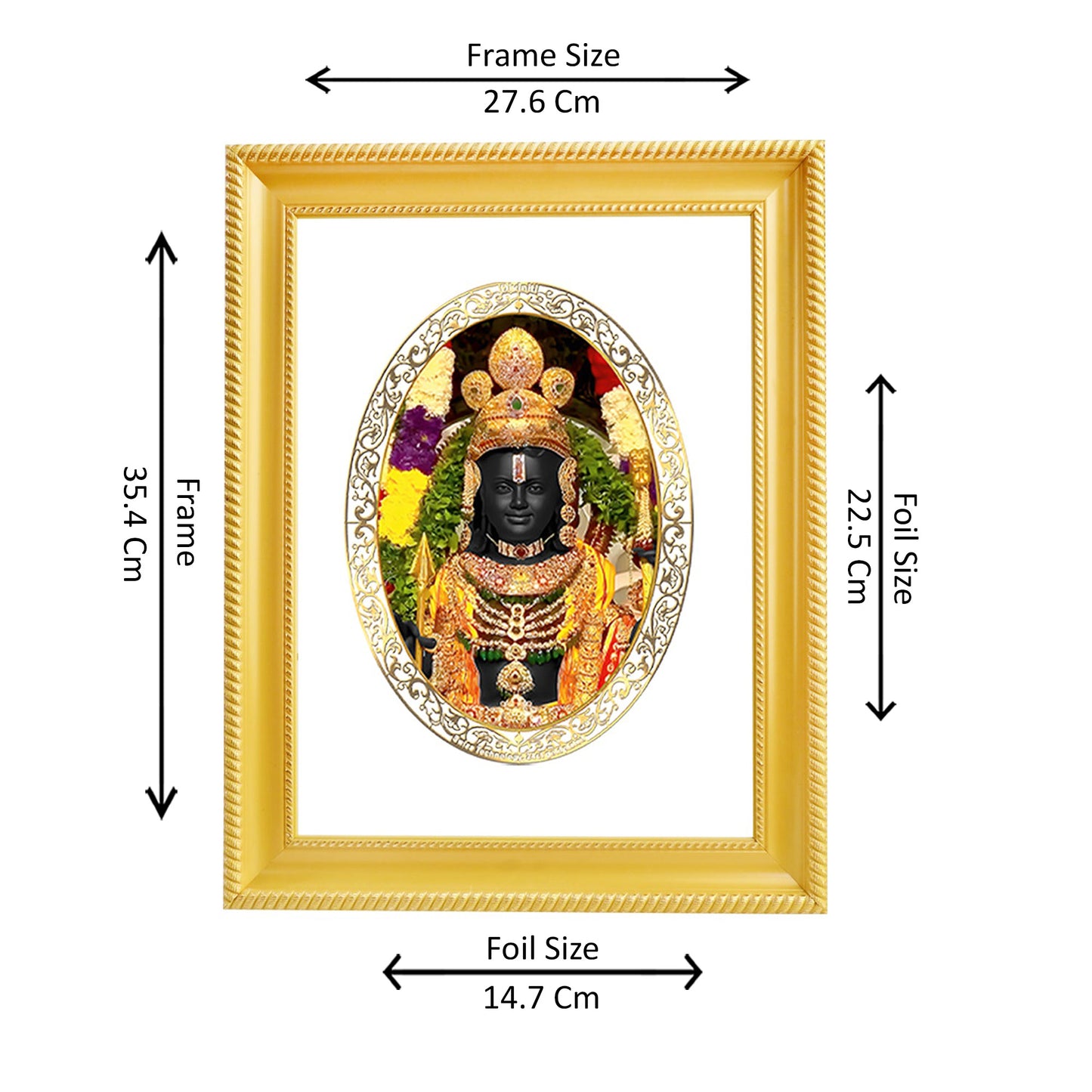 Diviniti 24K Gold Plated Ram Lalla Photo Frame For Home Decor, Wall Hanging, Table Top, Puja Room & Gift DG056S3 (27.6X35.4 CM)