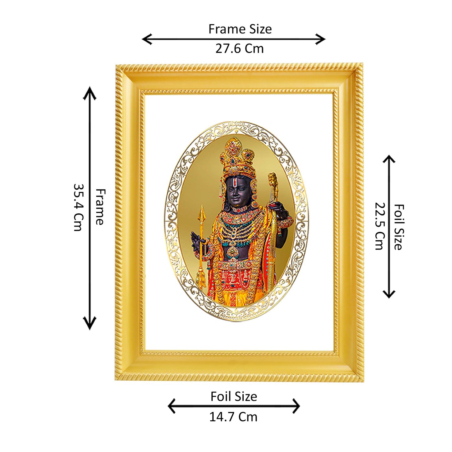 Diviniti 24K Gold Plated Ram Lalla Photo Frame For Home Decor, Wall Hanging, Table Top, Puja Room & Gift DG056S3 (27.6X35.4 CM)