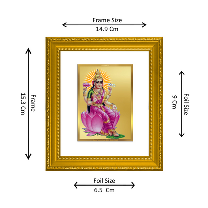 DIVINITI 24K Gold Plated Foil Aadi Lakshmi Wall Photo Frame Religious Photo Frame Idol for Home & Office Decor Prayer, Gifts Items DG 101 Size 1 (15.3x14.9 CM)