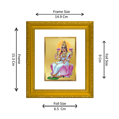 DIVINITI 24K Gold Plated Foil Aishwarya Lakshmi Wall Photo Frame Religious Photo Frame Idol for Home & Office Decor Prayer, Gifts Items DG 101 Size 1 (15.3x14.9 CM)