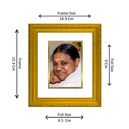 DIVINITI 24K Gold Plated Foil Mata Amritanandamayi Wall Photo Frame Religious Photo Frame Idol for Home & Office Decor Prayer, Gifts Items DG 101 Size 1 (15.3x14.9 CM)