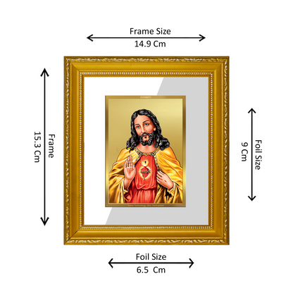 DIVINITI 24K Gold Plated Foil Jesus Wall Photo Frame Religious Photo Frame Idol for Home & Office Decor Prayer, Gifts Items DG 101 Size 1 (15.3x14.9 CM)