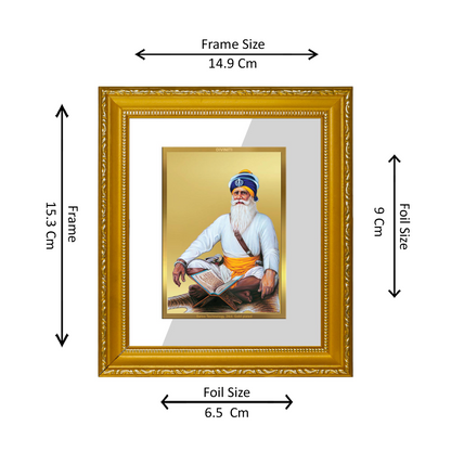 DIVINITI 24K Gold Plated Foil Baba Deep Singh Wall Photo Frame Religious Photo Frame Idol for Home & Office Decor Prayer, Gifts Items DG 101 Size 1 (15.3x14.9 CM)