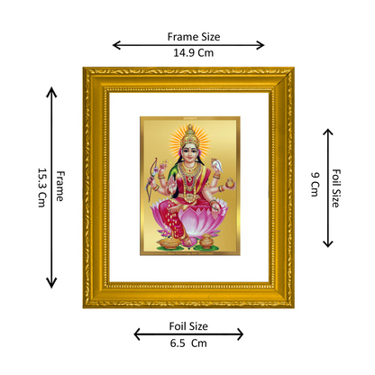 DIVINITI 24K Gold Plated Foil Dhan Lakshmi Wall Photo Frame Religious Photo Frame Idol for Home & Office Decor Prayer, Gifts Items DG 101 Size 1 (15.3x14.9 CM)