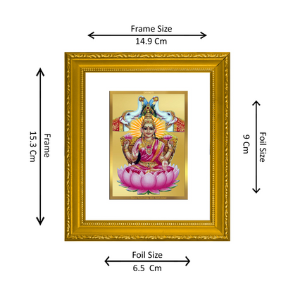 DIVINITI 24K Gold Plated Foil Gaja Lakshmi Wall Photo Frame Religious Photo Frame Idol for Home & Office Decor Prayer, Gifts Items DG 101 Size 1 (15.3x14.9 CM)