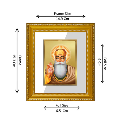 DIVINITI 24K Gold Plated Foil Guru Nanak Wall Photo Frame Religious Photo Frame Idol for Home & Office Decor Prayer, Gifts Items DG 101 Size 1 (15.3x14.9 CM)