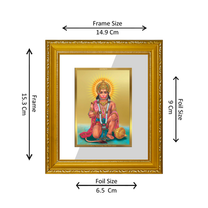 DIVINITI 24K Gold Plated Foil Hanuman-3 Wall Photo Frame Religious Photo Frame Idol for Home & Office Decor Prayer, Gifts Items DG 101 Size 1 (15.3x14.9 CM)