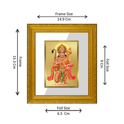 DIVINITI 24K Gold Plated Foil Hanuman-1 Wall Photo Frame Religious Photo Frame Idol for Home & Office Decor Prayer, Gifts Items DG 101 Size 1 (15.3x14.9 CM)