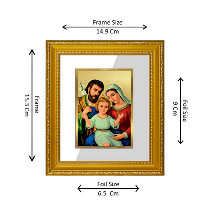 DIVINITI 24K Gold Plated Foil Holy Family Wall Photo Frame Religious Photo Frame Idol for Home & Office Decor Prayer, Gifts Items DG 101 Size 1 (15.3x14.9 CM)