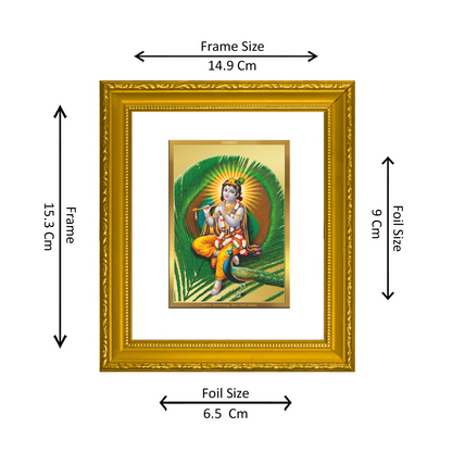 DIVINITI 24K Gold Plated Foil Krishna Wall Photo Frame Religious Photo Frame Idol for Home & Office Décor Puja Gifts Items DG 101 Size 1 (15.3x14.9 CM)