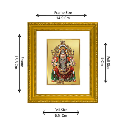 DIVINITI 24K Gold Plated Foil Samayapuram Mariamman Wall Photo Frame Religious Photo Frame Idol for Home & Office Decor Prayer, Gifts Items DG 101 Size 1 (15.3x14.9 CM)