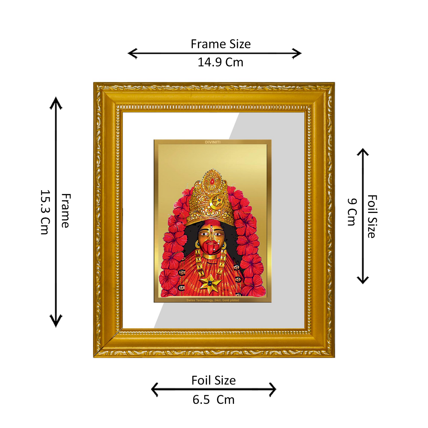 DIVINITI 24K Gold Plated Foil Maa Tara Wall Photo Frame Religious Photo Frame Idol for Home & Office Decor Prayer, Gifts Items DG 101 Size 1 (15.3x14.9 CM)