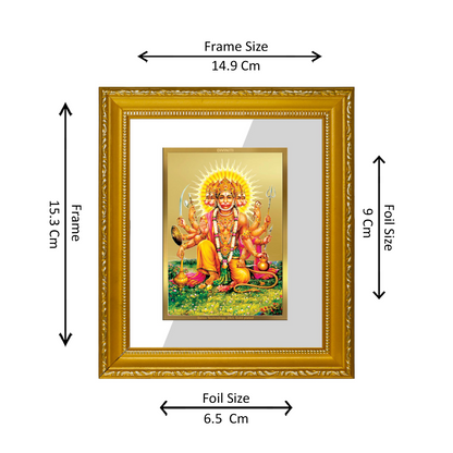 DIVINITI 24K Gold Plated Foil Panchmukhi Hanuman Wall Photo Frame Religious Photo Frame Idol for Home & Office Decor Prayer, Gifts Items DG 101 Size 1 (15.3x14.9 CM)