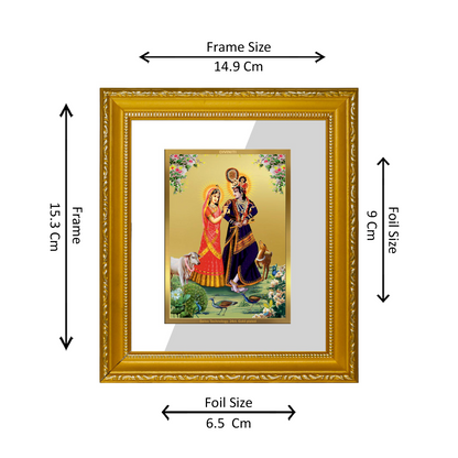 DIVINITI 24K Gold Plated Foil Radha Krishna-4 Wall Photo Frame Religious Photo Frame Idol for Home & Office Decor Prayer, Gifts Items DG 101 Size 1 (15.3x14.9 CM)