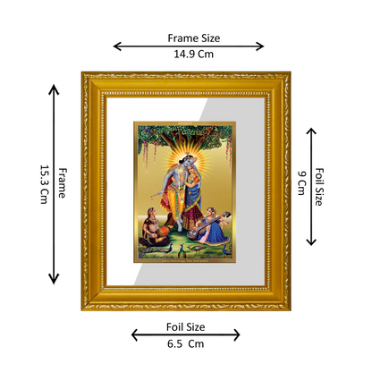 DIVINITI 24K Gold Plated Foil Radha Krishna-1 Wall Photo Frame Religious Photo Frame Idol for Home & Office Decor Prayer, Gifts Items DG 101 Size 1 (15.3x14.9 CM)