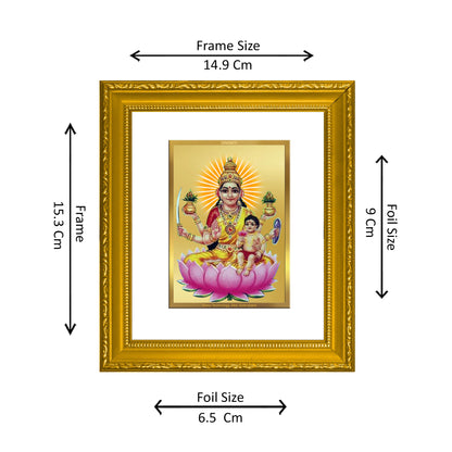 DIVINITI 24K Gold Plated Foil Santana Lakshmi Wall Photo Frame Religious Photo Frame Idol for Home & Office Decor Prayer, Gifts Items DG 101 Size 1 (15.3x14.9 CM)