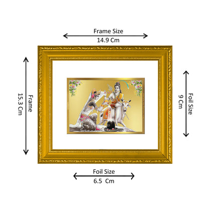 DIVINITI 24K Gold Plated Foil Shiva Parvati Wall Photo Frame Religious Photo Frame Idol for Home & Office Decor Prayer, Gifts Items DG 101 Size 1 (15.3x14.9 CM)