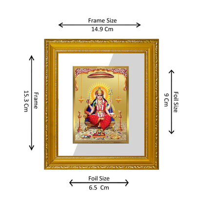 DIVINITI 24K Gold Plated Foil Santoshi Mata Wall Photo Frame Religious Photo Frame Idol for Home & Office Decor Prayer, Gifts Items DG 101 Size 1 (15.3x14.9 CM)