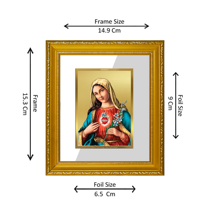 DIVINITI 24K Gold Plated Foil Mother Mary Wall Photo Frame Religious Photo Frame Idol for Home & Office Decor Prayer, Gifts Items DG 101 Size 1 (15.3x14.9 CM)