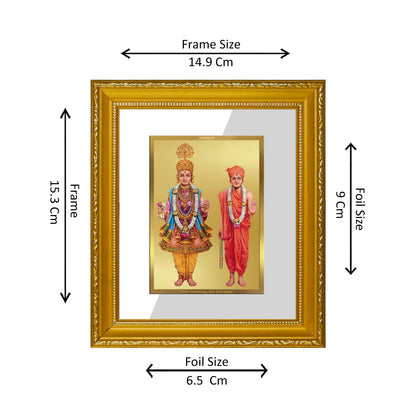 DIVINITI 24K Gold Plated Foil Swami Narayan Wall Photo Frame Religious Photo Frame Idol for Home & Office Decor Prayer, Gifts Items DG 101 Size 1 (15.3x14.9 CM)