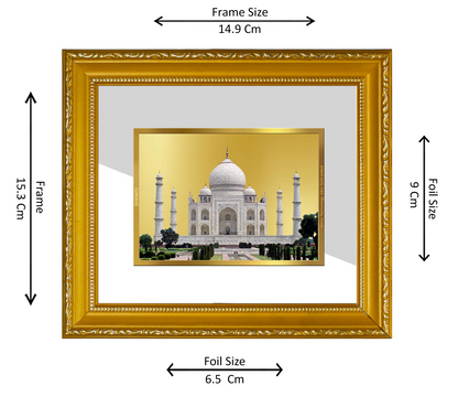 DIVINITI 24K Gold Plated Foil Taj Mahal Wall Photo Frame Religious Photo Frame Idol for Home & Office Decor Prayer, Gifts Items DG 101 Size 1 (15.3x14.9 CM)