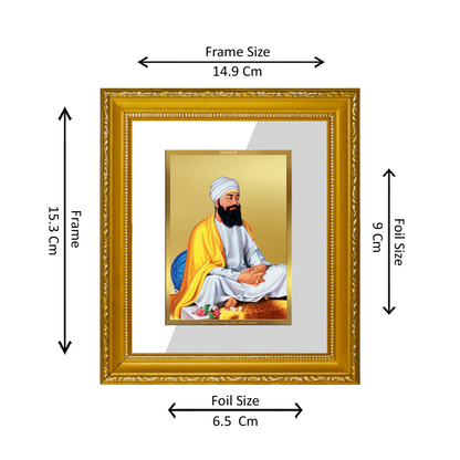 DIVINITI 24K Gold Plated Foil Guru Tegh Bahadur Ji Wall Photo Frame Religious Photo Frame Idol for Home & Office Decor Prayer, Gifts Items DG 101 Size 1 (15.3x14.9 CM)