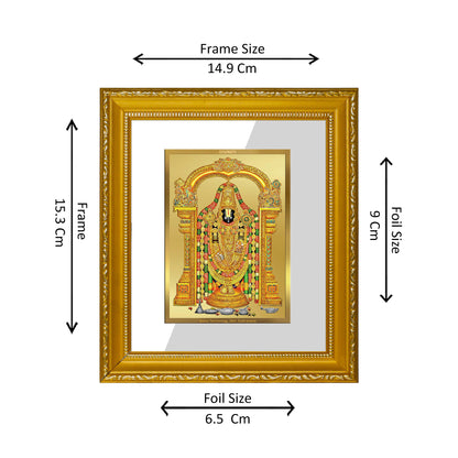 DIVINITI 24K Gold Plated Foil Triveni Balaji Wall Photo Frame Religious Photo Frame for Home & Office Prayer Gifts Items DG 101 Size 1 (15.3x14.9 CM)