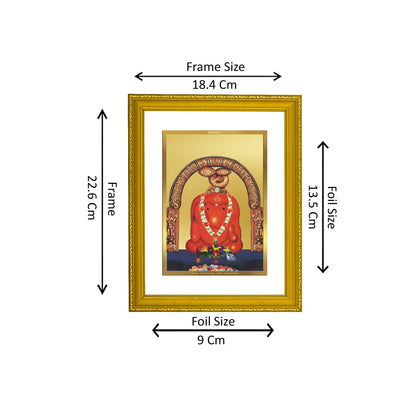 DIVINITI 24K Gold Plated Foil Lord Ganesha Religious Photo Frame Idol for Puja Room, Home Decor, Wall Hanging, Gift|DG101 Size 2 (22.6x18.4 CM)