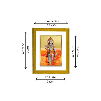 DIVINITI 24K Gold Plated Foil Lord Hanuman Wooden Traditional Photo Frame Idol for Home Decor, Workshop, Wall Hanging, Puja Room, Gift | DG101 Size 2 (22.6x18.4 CM)