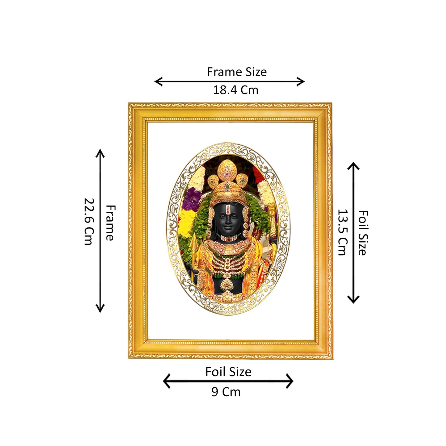 DIVINITI 24K Gold Plated Foil Lord Ram Lalla Luxury Wall Photo Frame Idol for Home Decor, Puja Room, Workshop, Premium Gift | DG101 Size 2 (22.6x18.4 CM)