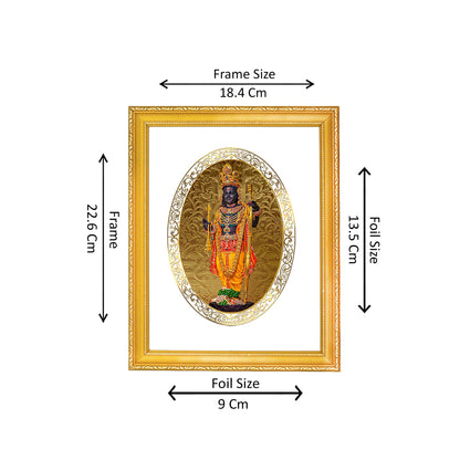 DIVINITI 24K Gold Plated Foil Lord Ram Lalla Classic Photo Frame Idol for Wall Hanging, Home Decor, Puja Room, Workshop, Gift | DG101 Size 2 (22.6x18.4 CM)