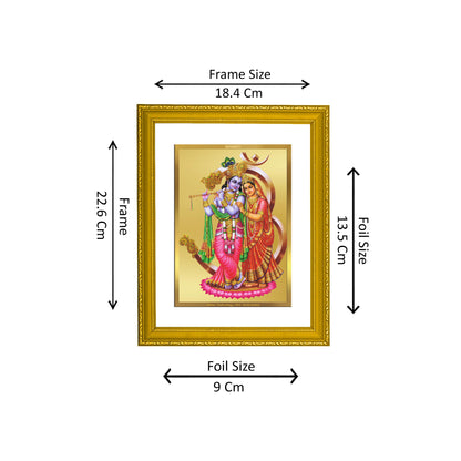 DIVINITI 24K Gold Plated Radha Krishna Modern Photo Frame Idol for Puja Room, Home Wall Decor, Workshop, Table Top, Premium Gift|DG101 Size 2 (22.6x18.4 CM)