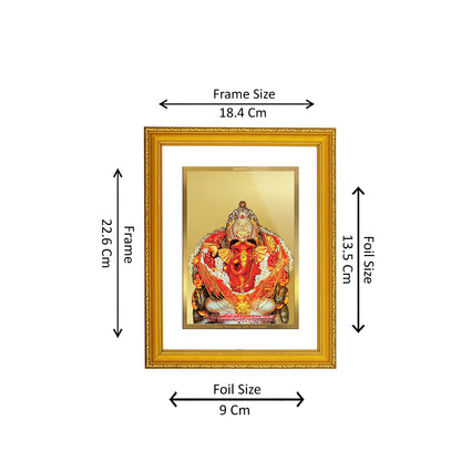 DIVINITI 24K Gold Plated Siddhivinayak Wooden Photo Frame Idol for Home Decor, Puja Room, Table Top, Wall Hanging, Workshop, Luxurious Gift | DG101 Size 2 (22.6x18.4 CM)