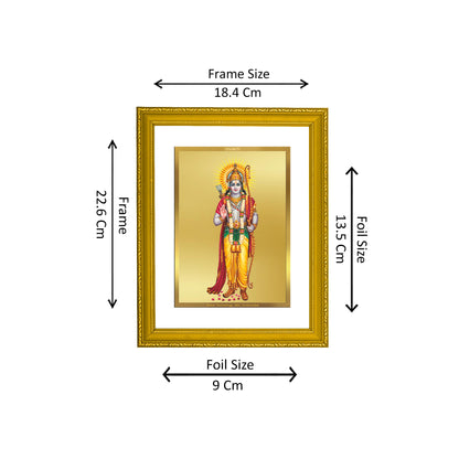 DIVINITI 24K Gold Plated Lord Shri Ram Photo Frame Idol for Home Wall Decor, Workshop, Table Top, Premium Gift|DG101 Size 2 (22.6x18.4 CM)