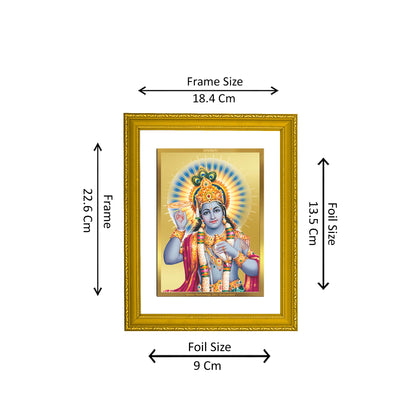 DIVINITI 24K Gold Plated Lord Vishnu Wooden Photo Frame Idol for Wall Hanging, Workshop, Table Top, Home Decor, Luxury Gift | DG113 Size 2 (22.6x18.4 CM)