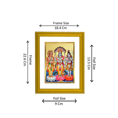 DIVINITI 24K Gold Plated Vishnu Mahesh Photo Frame Idol for Home Wall Decor, Workshop, Table Top, Premium Gift|DG101 Size 2 (22.6x18.4 CM)