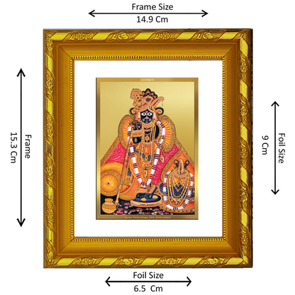 DIVINITI 24K Gold Plated Foil Bankey Bihari Photo Frame for Living Room Decor, Puja Room DG 103 Size 1 (15.3x14.9 CM)