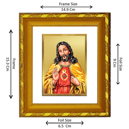 DIVINITI 24K Gold Plated Foil Jesus Wall Photo Frame for Home Decor, Prayer, Gift DG 103 Size 1 (15.3x14.9 CM)