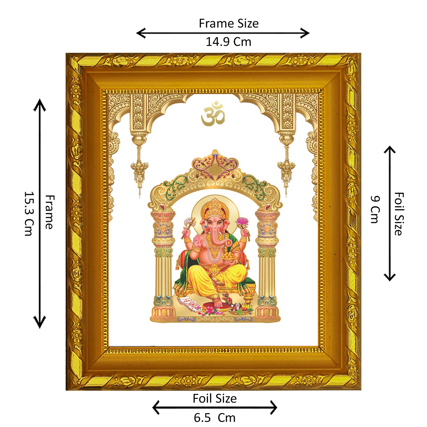 DIVINITI 24K Gold Plated Foil Ganesha Photo Frame for Home & Office Decor and Tabletop DG 103 Size 1 (15.3x14.9 CM)