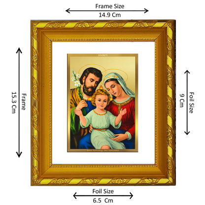 DIVINITI 24K Gold Plated Foil Holy Family Wall Photo Frame for Home Decor, Exclusive Gift DG 103 Size 1 (15.3x14.9 CM)