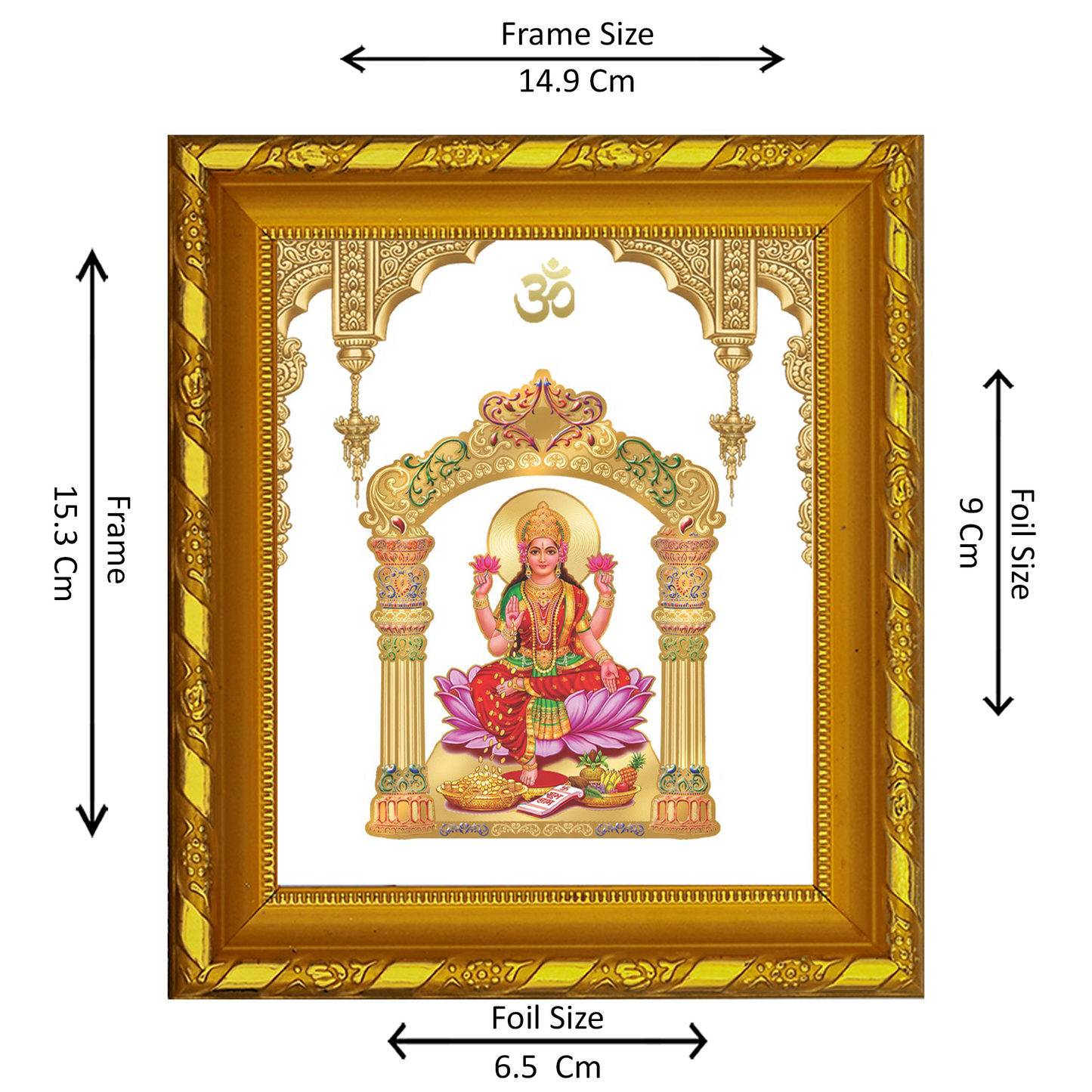 DIVINITI 24K Gold Plated Foil Laxmi Mata Photo Frame for Home & Office Decor, Table DG 103 Size 1 (15.3x14.9 CM)