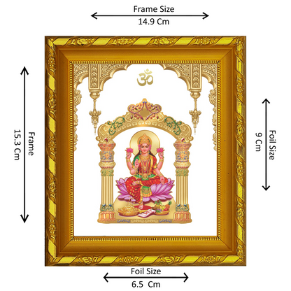 DIVINITI 24K Gold Plated Foil Laxmi Mata Photo Frame for Home & Office Decor, Table DG 103 Size 1 (15.3x14.9 CM)